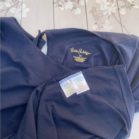 Lilly Pulitzer Navy Blouse with Lace Cuffs - Picture 7 of 7